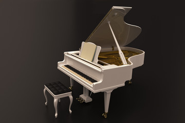 White piano on dark background