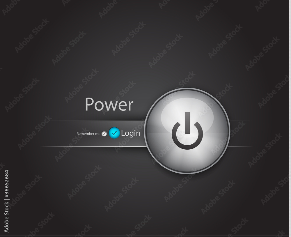 Poster vector login page with power button