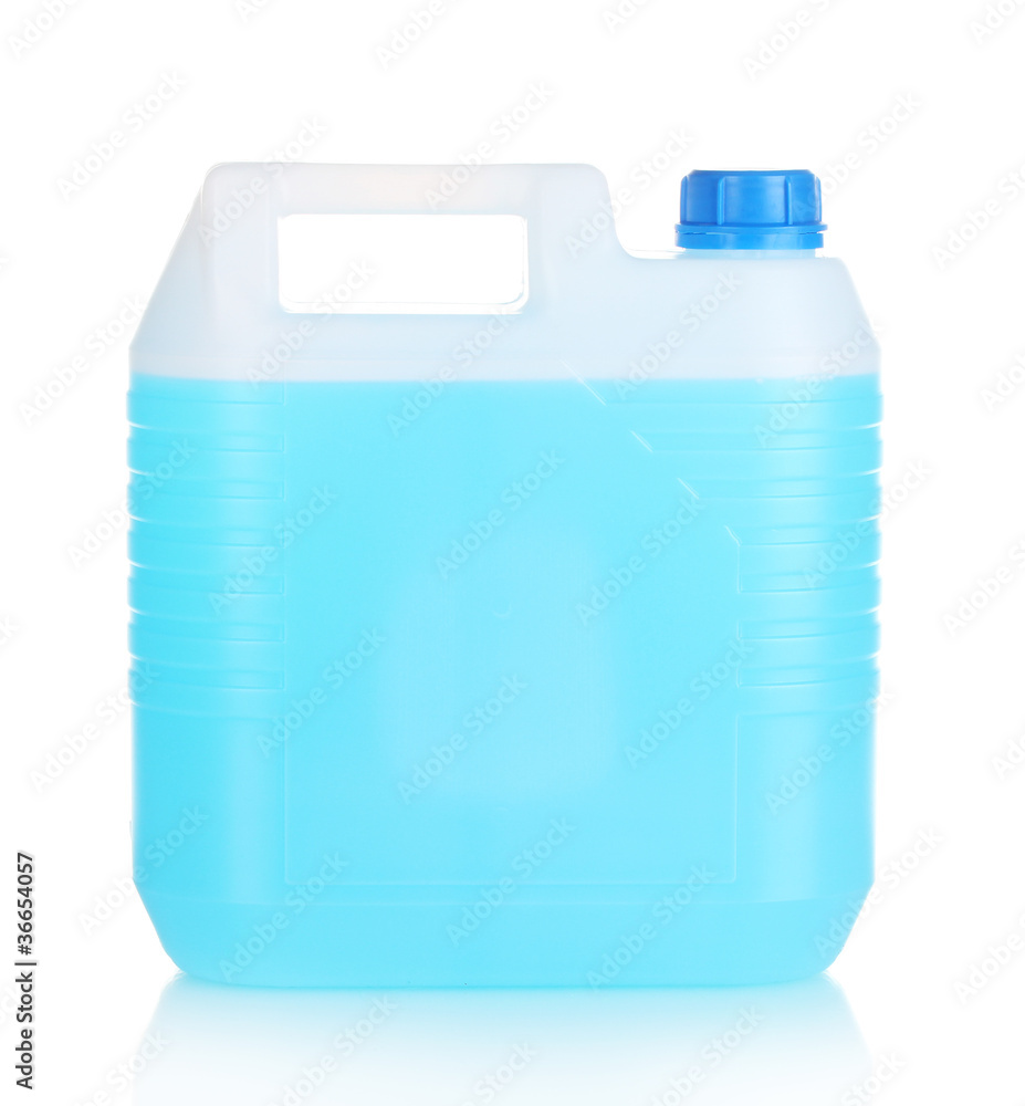 Wall mural blue liquid in the canister isolated on white