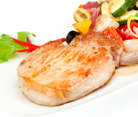 roast pork on the white