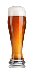 beer in a glass isolated on white