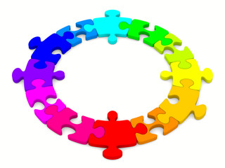 Puzzle on white background. Isolated 3D image