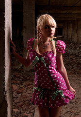 Fototapeta premium pretty girl in a dress color