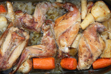 roasted rabbit meat background
