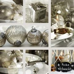 Collage of Christmas place settings