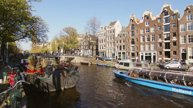 Boats on Amsterdam canal
