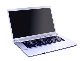 Modern laptop isolated on white with reflections