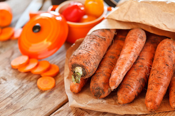 fresh carrots on the table