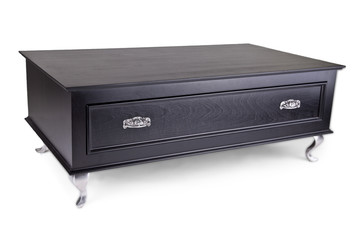Dark wood coffe table with chrome accents