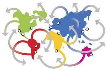 World map with main cities