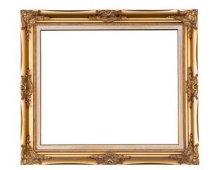Isolated golden wooden Photo Frame