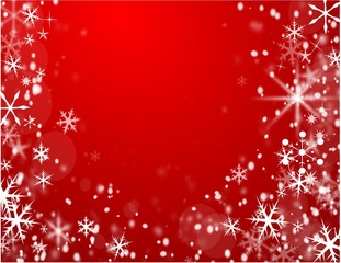 Snow flakes on red background