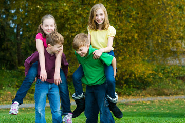 Fototapeta premium Kids playing outside
