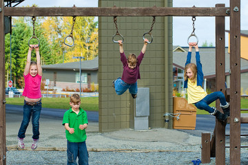 Group of kids having fun at school