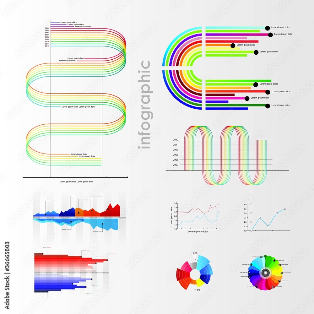 Poster infographic vector graphs and elements. vector illustration.