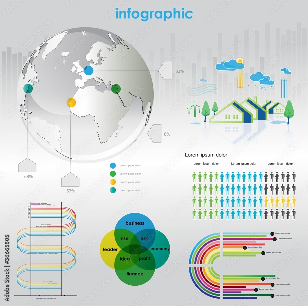 Poster infographic vector graphs and elements. vector illustration.