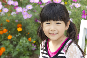 コスモスと女の子