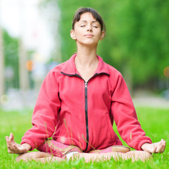 Teenage girl doing yoga exercise