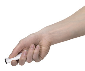 hand holding a remote control