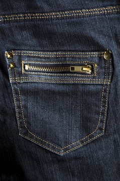 dark blue jeans zip pocket