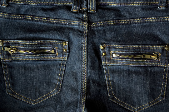 two zip pocket blue jeans