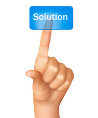 A finger pushing learn solution. Vector illustration.