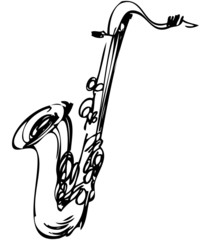 sketch brass musical instrument saxophone tenor
