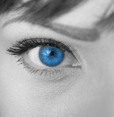 Woman blue eye macro