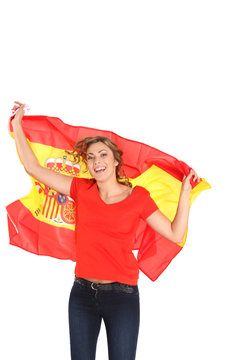 Frau mit Spanienfahne