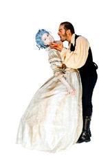Vampire reaching woman's neck