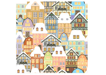 Old houses seamless pattern