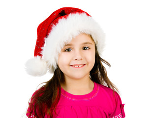 little girl in a santa claus hat