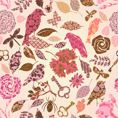 Seamless pattern with patch silhouettes