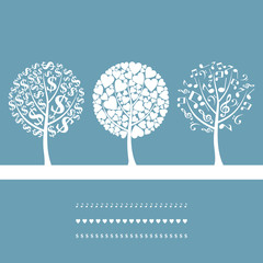 Three trees on a blue background
