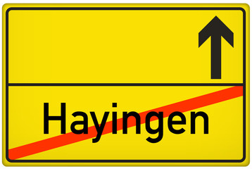 Obraz premium Ortsausgangsschild Hayingen