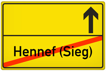 Obraz premium Ortsausgangsschild Hennef (Sieg)