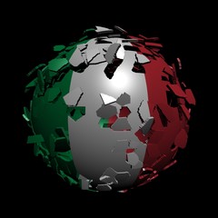 Italian flag sphere breaking apart illustration
