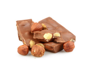 chocolate with nuts isolated