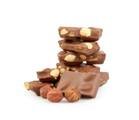 chocolate with nuts isolated