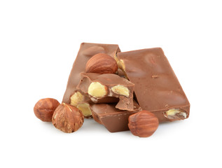 chocolate with nuts isolated