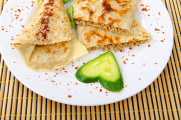 Tasty pancakes served in the plate