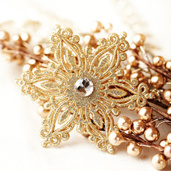 Golden christmas decoration closeup