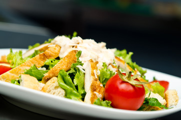Ceasar salad served in restaurant