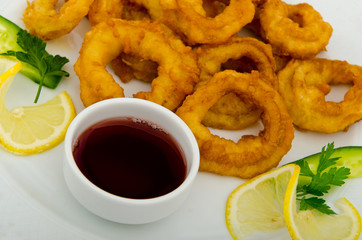 Calamari rings in the plate