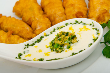 Chicken kebab in the plate