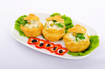 Russian salad served in profiterole