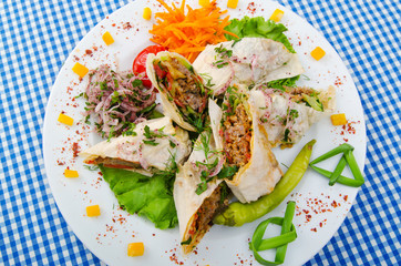 Kebab served in the plate