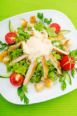 Ceasar salad in the plate