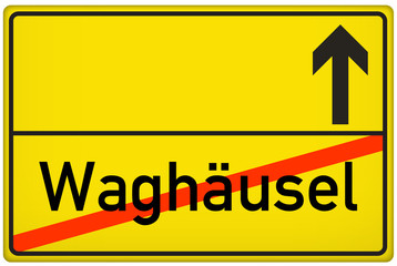 Fototapeta premium Ortsausgangsschild Stadt Waghäusel