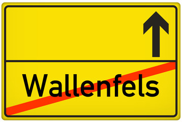 Fototapeta premium Ortsausgangsschild Stadt Wallenfels